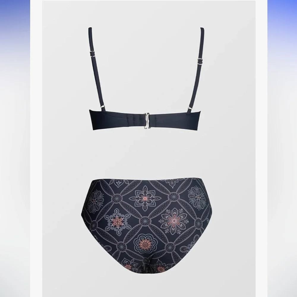 Chic Blue Patterned Bikini Set - Picture 4 of 6